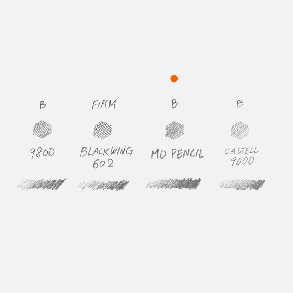 미도리 MD 연필 미도리노트와 함께 사용하기 좋은 필기구 midori md pencil - B 경도의 다른 연필들과의 진하기 비교