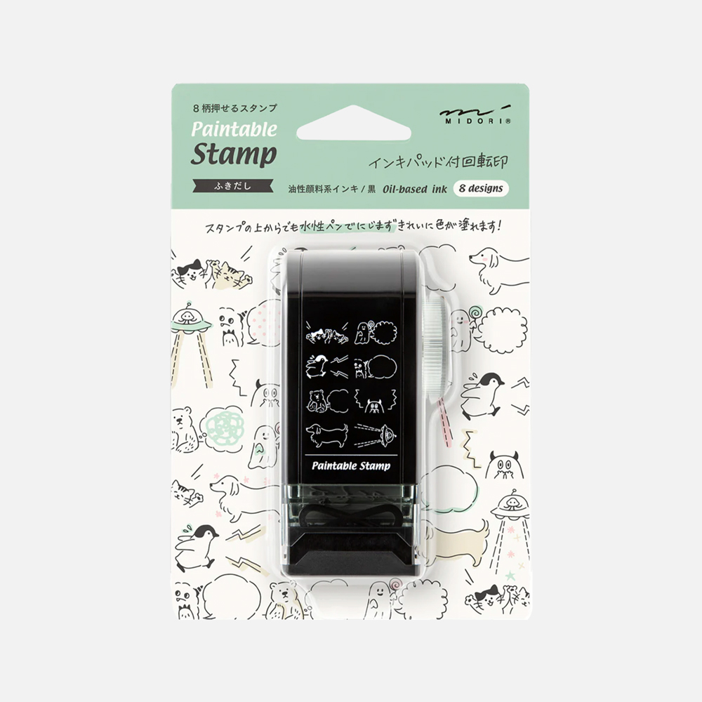 midori 미도리 페인터블 회전식 스탬프 다이얼 동물 말풍선 paintable rotating stamp dial speech bubble - 패키지