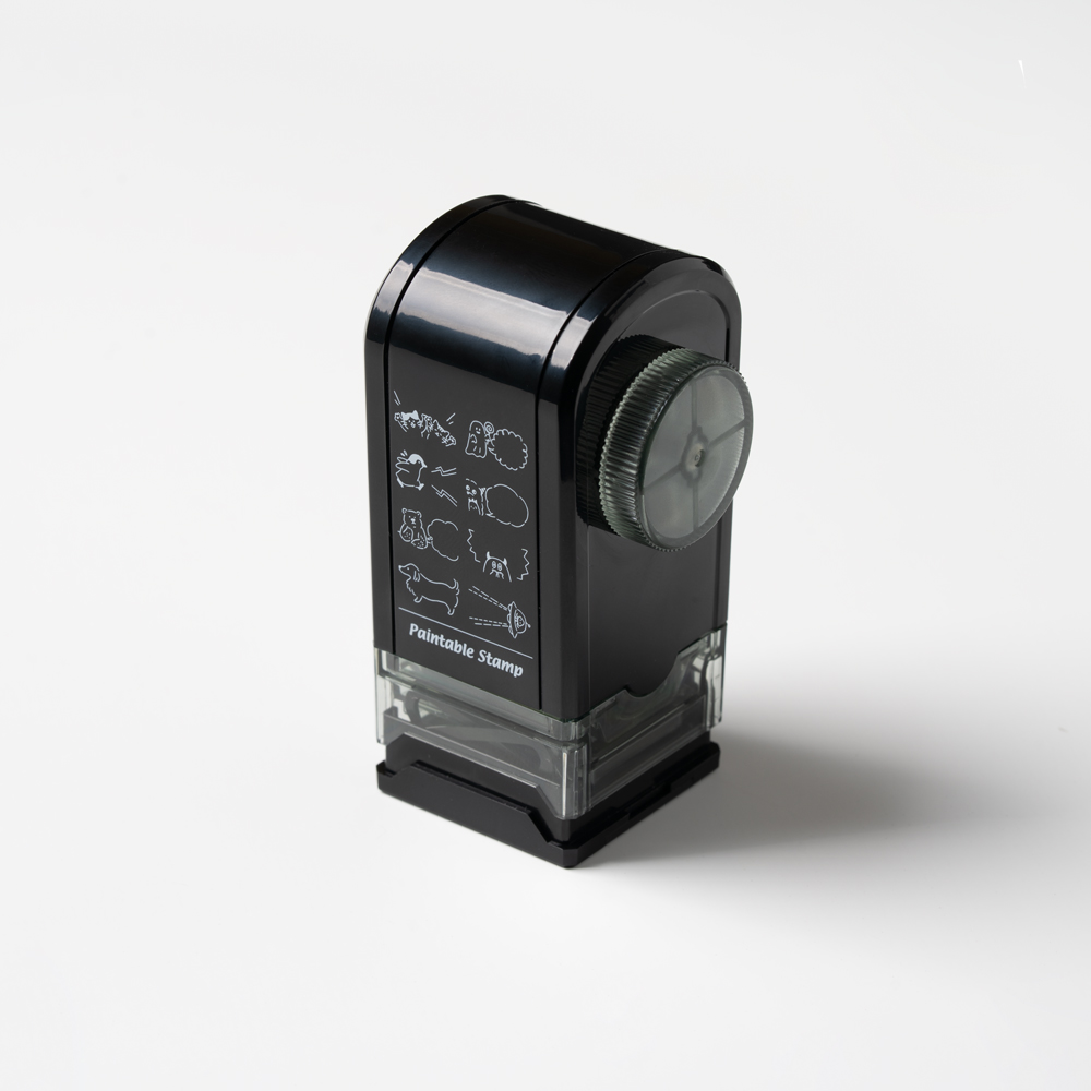midori 미도리 페인터블 회전식 스탬프 다이얼 말풍선 동물 paintable rotating stamp dial list - 본체의 다이얼을 돌려 원하는 디자인을 선택할 수 있어요.