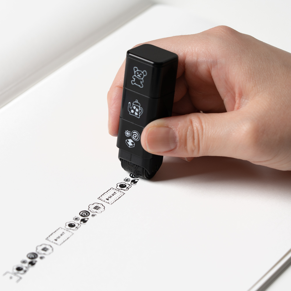 midori 미도리 페인터블 롤러 스탬프 Paintable Stamp Roller - 모티프 Motif 유성 잉크가 내장되어 있는 침투식 스탬프